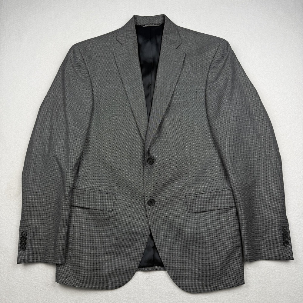 Jack Victor Suit Jacket Mens 39R Gray Geometric Wool Orleans 2 Button Canada